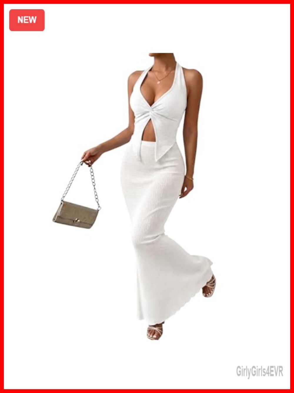 Two Piece Halter Cami Top and Maxi Skirt Set Summer Vacation Outfit